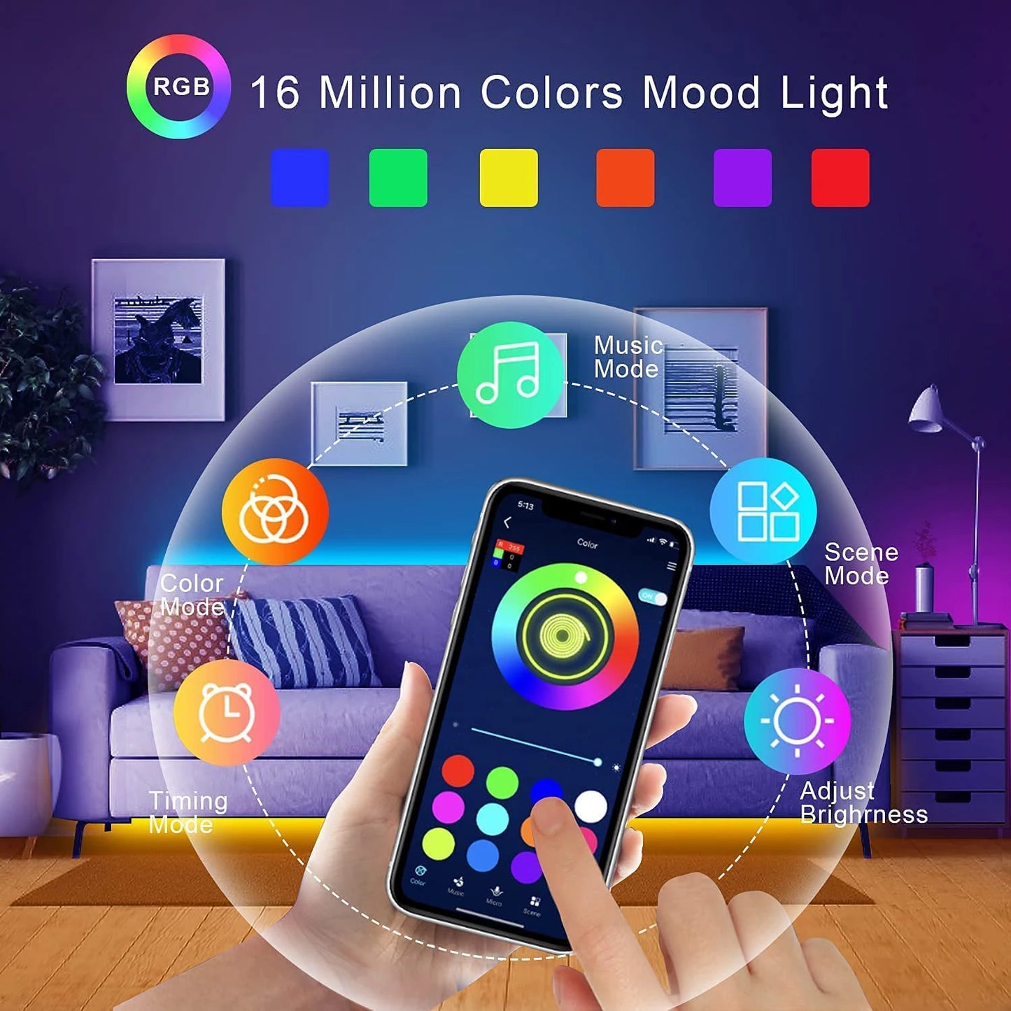 RGB LED Strip Lights with App Control 5m 10m 20m 30m